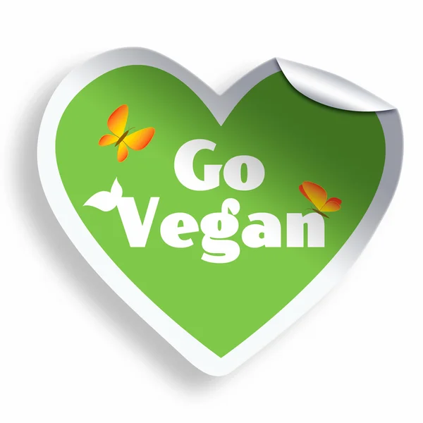 Hart groen vegan sticker geïsoleerd op wit — Stockfoto