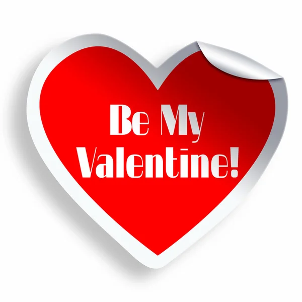 Be my Valentine red heart sticker isolated on white — Stock Photo, Image