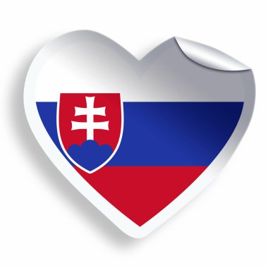 Beyaz izole Slovakya bayrağı ile kalp etiket
