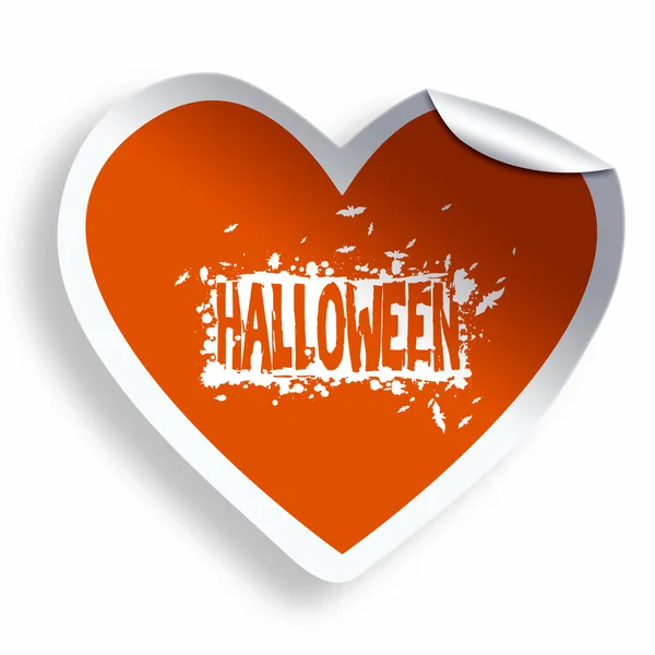 Orange hjärta klistermärke med Halloween grunge text och illustration — Stockfoto