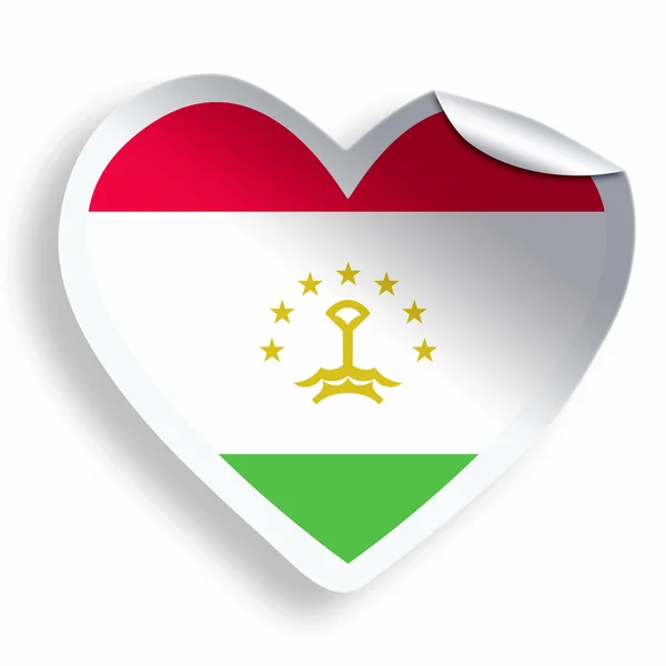 Hart sticker met vlag van Tadzjikistan geïsoleerd op wit — Stockfoto