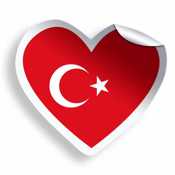 Sticker Coeur avec drapeau de Turquie isolé sur blanc — Photo