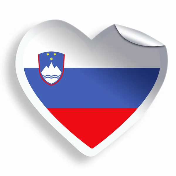 Καρδιά αυτοκόλλητο με τη σημαία της Σλοβενίας που απομονώνονται σε λευκό — Φωτογραφία Αρχείου