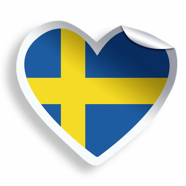 Heart sticker with flag of Sweden isolated on white — Stock Photo, Image