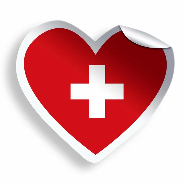 Herzaufkleber mit Schweizer Flagge isoliert auf weiss — Stockfoto