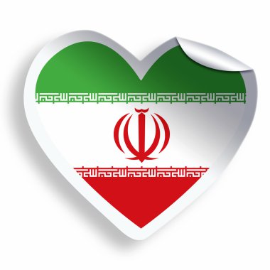 Beyaz izole Iran bayrağı ile kalp etiket