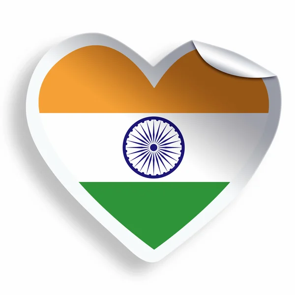 Sticker Coeur avec drapeau de l'Inde isolé sur blanc — Photo