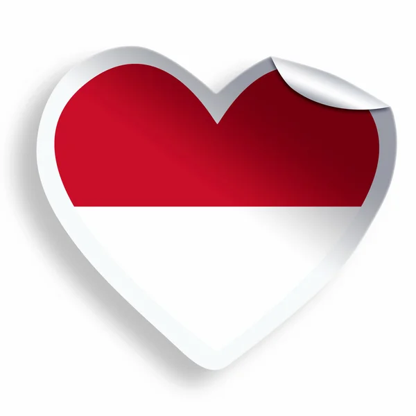 Heart sticker with flag of Indonesia isolated on white — Stock Photo, Image