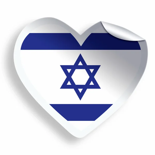 Heart sticker with flag of Israel isolated on white — Stock Photo, Image