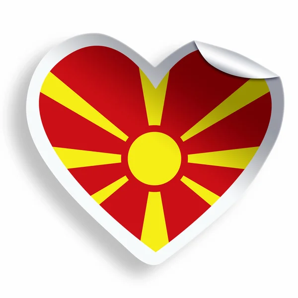 Hart sticker met vlag van Macedonië geïsoleerd op wit — Stockfoto