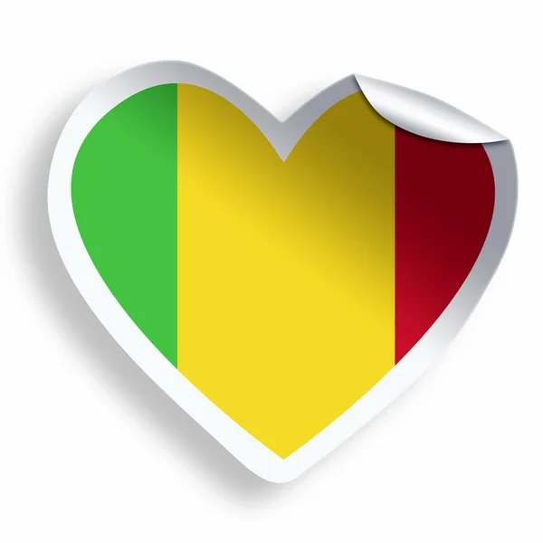 Hart sticker met vlag van Mali geïsoleerd op wit — Stockfoto