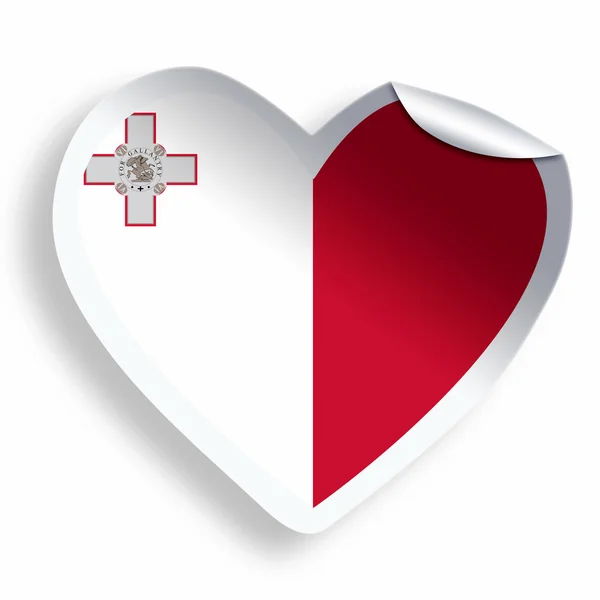 Adesivo de coração com bandeira de Malta isolado em branco — Fotografia de Stock
