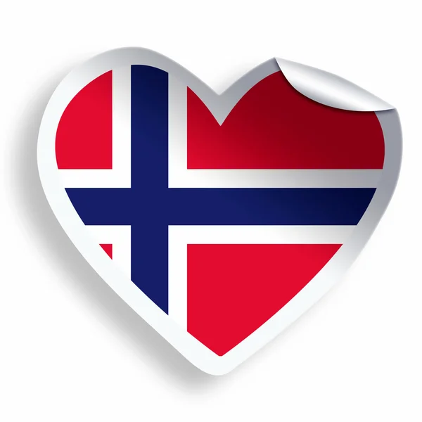 Наклейка на сердце с флагом Норвегии изолирована на белом — стоковое фото