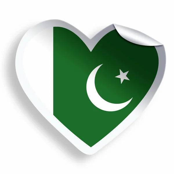 Hart sticker met vlag van Pakistan geïsoleerd op wit — Stockfoto