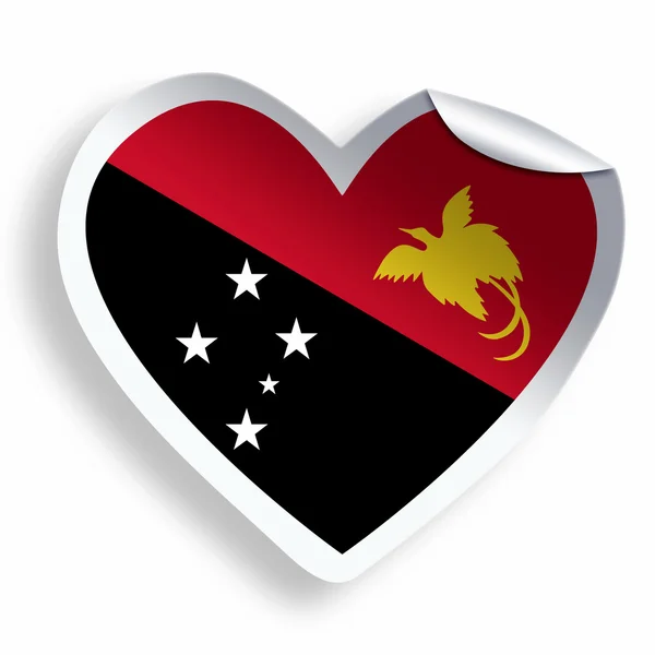 Наклейка на сердце с флагом Папуа - Новой Гвинеи изолирована на белом — стоковое фото