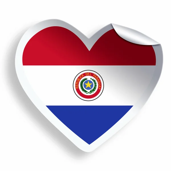 Hart sticker met vlag van Paraguay geïsoleerd op wit — Stockfoto