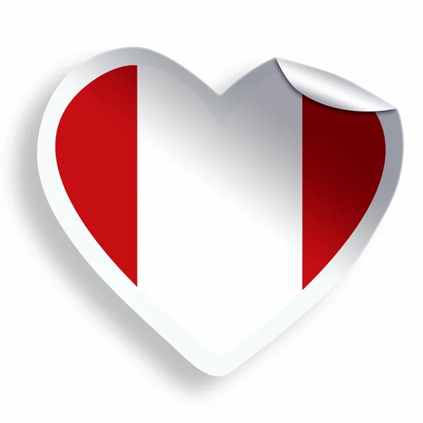 Heart sticker with flag of Peru isolated on white — Stock Photo, Image