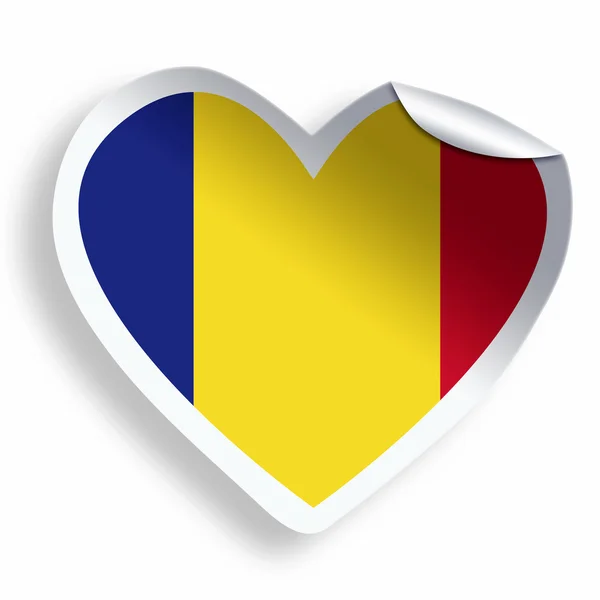 Sticker Coeur avec drapeau de Roumanie isolé sur blanc — Photo