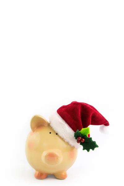 Piggy banco Santa isolado no fundo branco — Fotografia de Stock