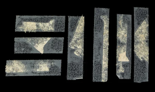 Grunge transparent tejp på svart konstläder isolerade på svart — Stockfoto