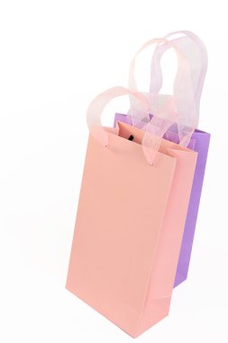 Pastel pembe ve Lila beyaz izole poşetler