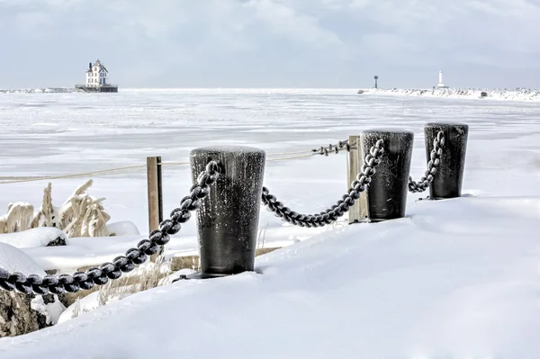 Faro di Lorain in inverno — Foto Stock