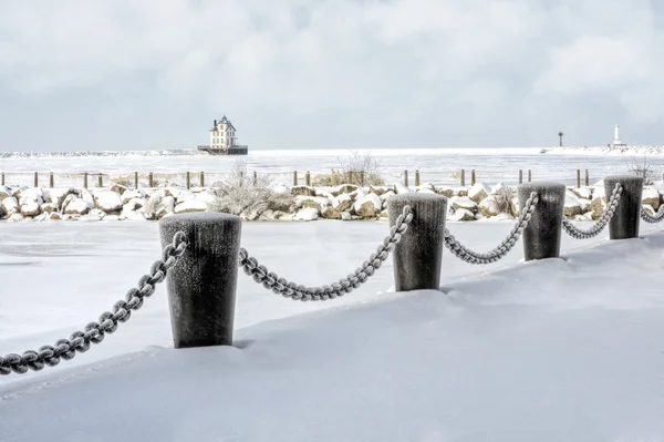 Kışın Lorain deniz feneri — Stok fotoğraf