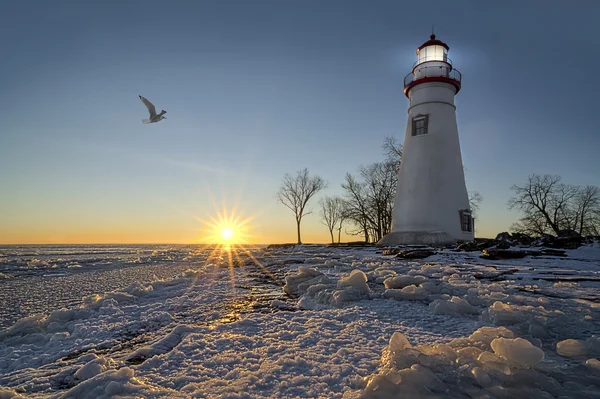 Fyrtårn på Marblehead Sunrise – stockfoto