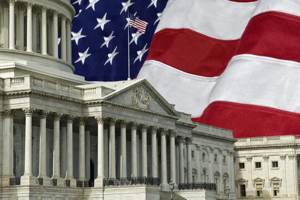 USA: S huvudstad med flagga — Stockfoto