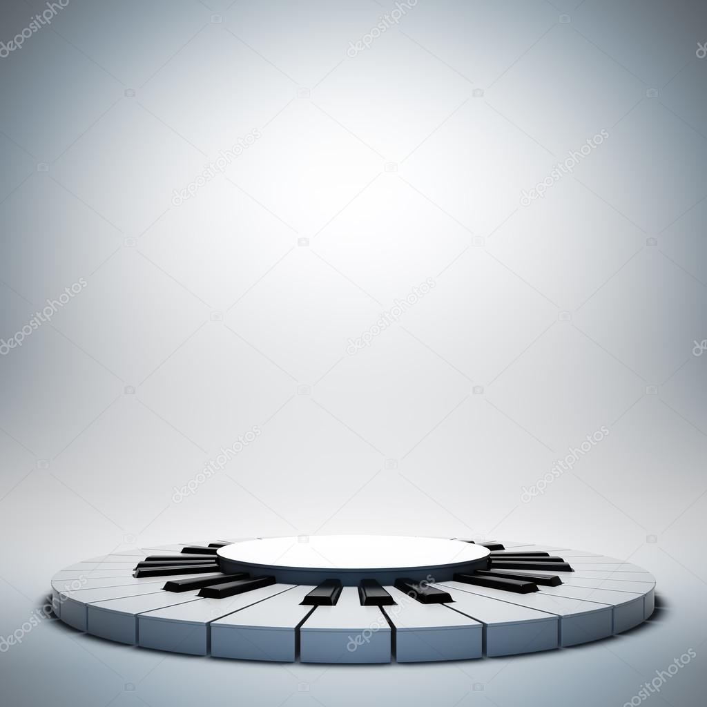 A 3d illustration of blank template layout of empty white jazz music stage. Stage on poster is empty to place your text, logo or object.