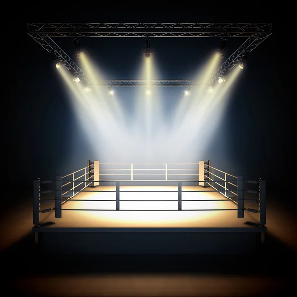 Prázdný profesionální boxerský ring. — Stock fotografie