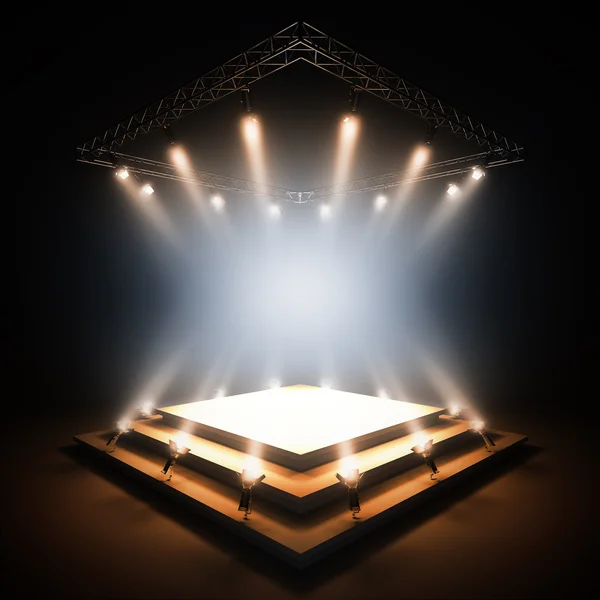 Escenario vacío iluminado por proyectores . — Foto de Stock