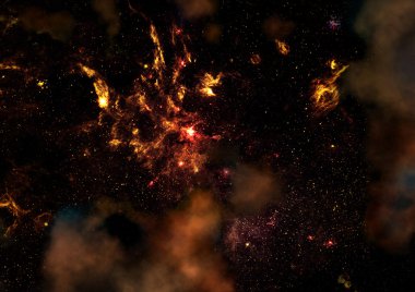 Uzayda bir yıldız alanı ve bir nebula