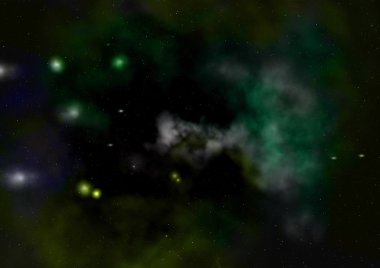 Uzayda bir yıldız alanı ve bir nebula