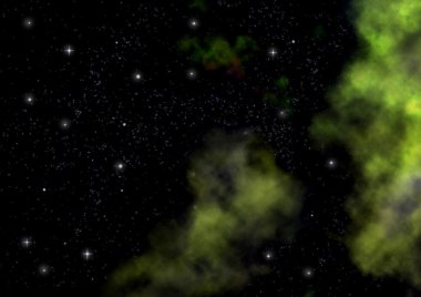 Uzayda bir yıldız alanı ve bir nebula