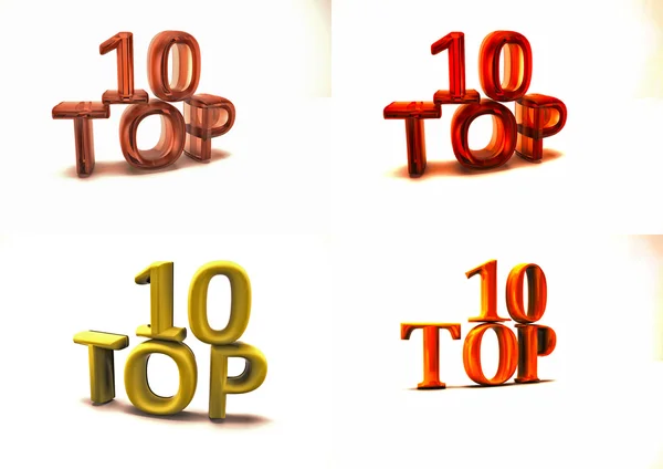 Iscrizione di Top 10 set di immagini. Illustrazione 3D . — Foto Stock
