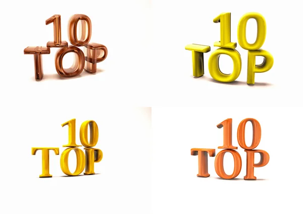 Iscrizione di Top 10 set di immagini. Illustrazione 3D . — Foto Stock