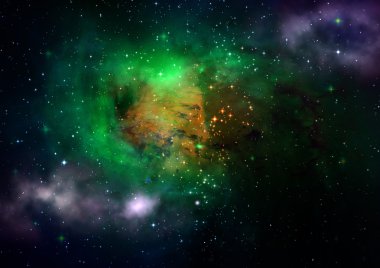 Uzayda bir yıldız alanı ve bir nebula
