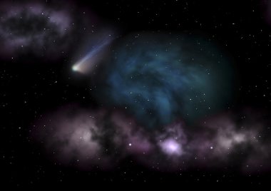 Uzayda bir yıldız alanı ve bir nebula