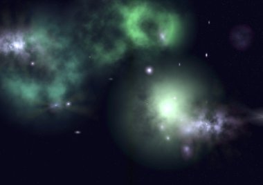 Uzayda bir yıldız alanı ve bir nebula