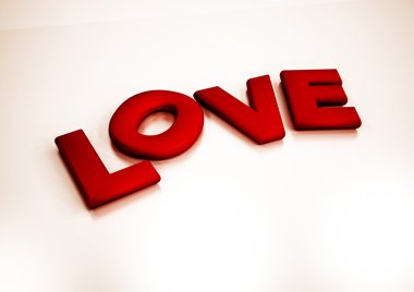 Boyutlu yazıt aşk. 3D çizim.