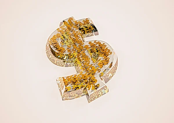 Валютний знак долар. 3D візуалізація . — стокове фото