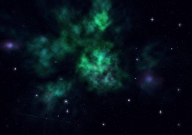 Uzayda bir yıldız alanı ve bir nebula