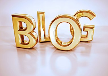Üç boyutlu yazı Blog. 3D çizim.