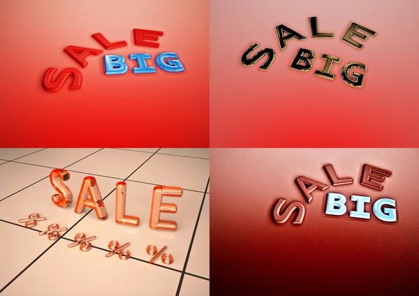 Dimensional inscription of SALE set of pictures. 3D illustration. — Stock Photo, Image