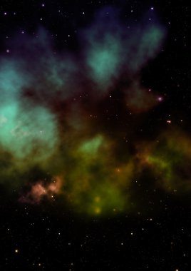 Uzayda bir yıldız alanı ve bir nebula