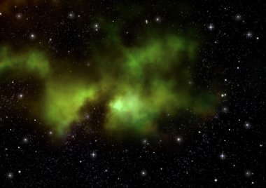 Uzayda bir yıldız alanı ve bir nebula