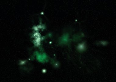 Uzayda bir yıldız alanı ve bir nebula