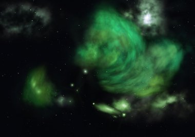 Uzayda bir yıldız alanı ve bir nebula