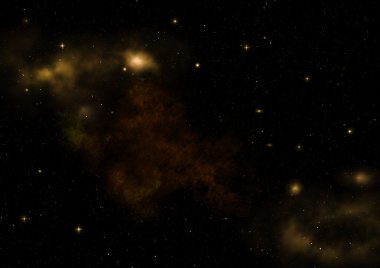 Uzayda bir yıldız alanı ve bir nebula